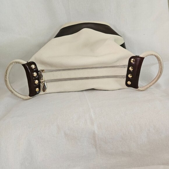Valentina Made in Italy Genuine Leather Hand Bag – White & Brown - Picture 13 of 13